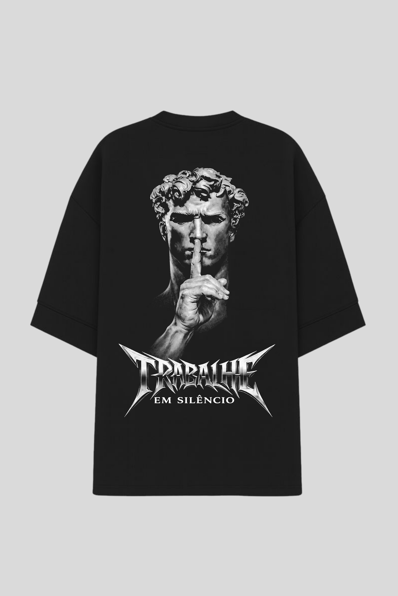 Camisa Oversized Preta Ascend Trabalhe em Silêncio