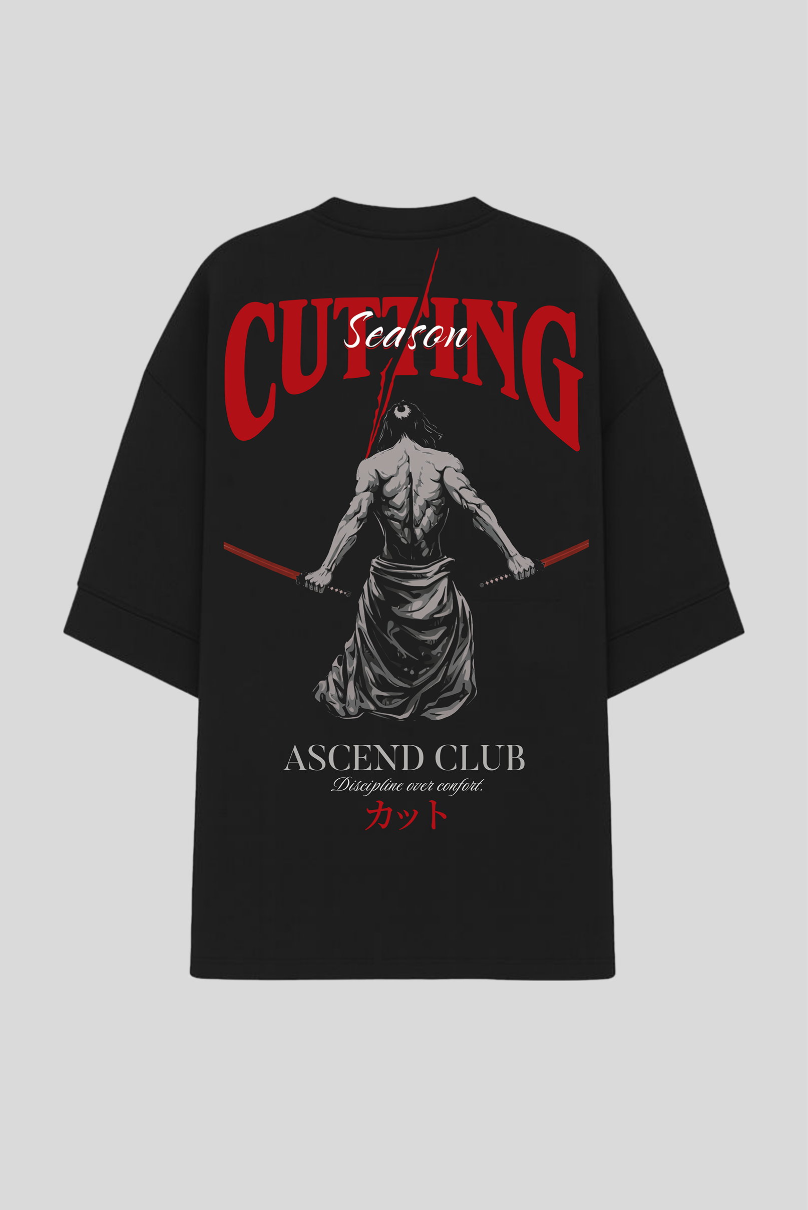 Camiseta Oversized Treino Preta Ascend Cutting Season