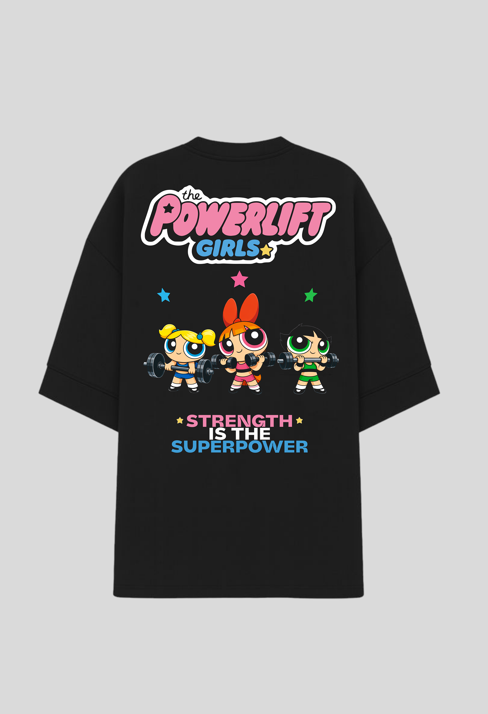 Camiseta Oversized Preta Ascend PowerLift Girls