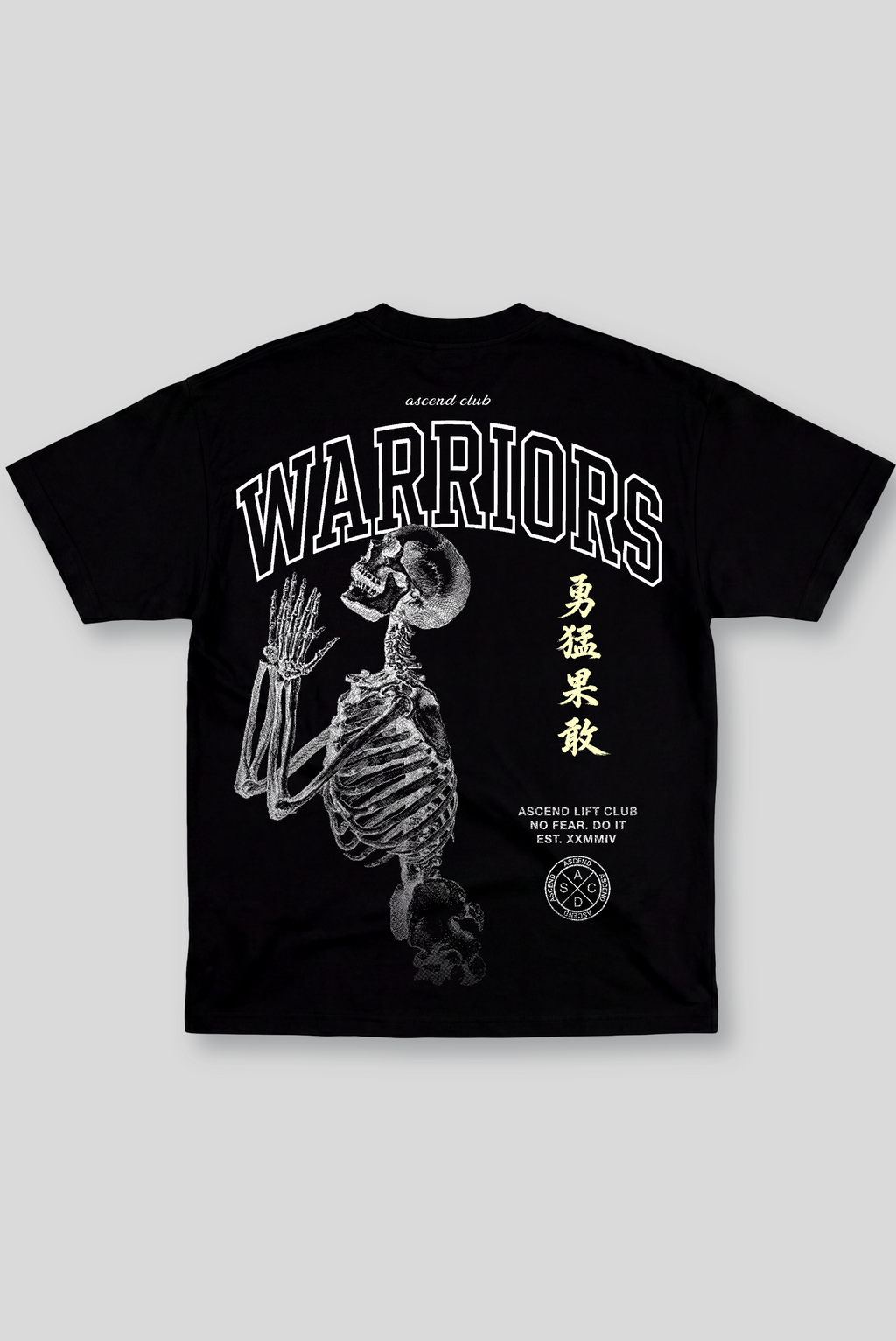 Camisa Oversized Preta Treino Ascend Warriors Skull