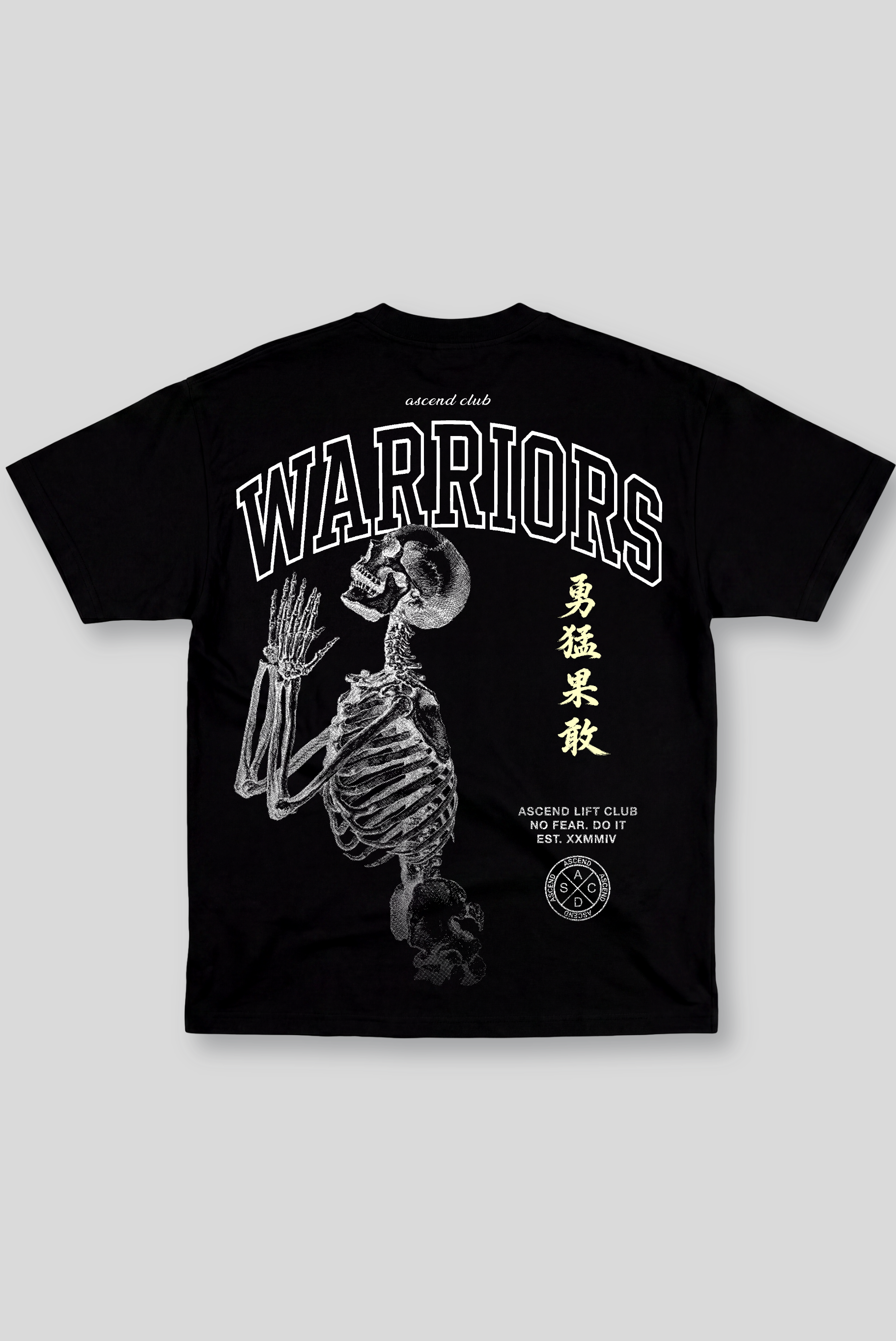 Camisa Oversized Preta Treino Ascend Warriors Skull