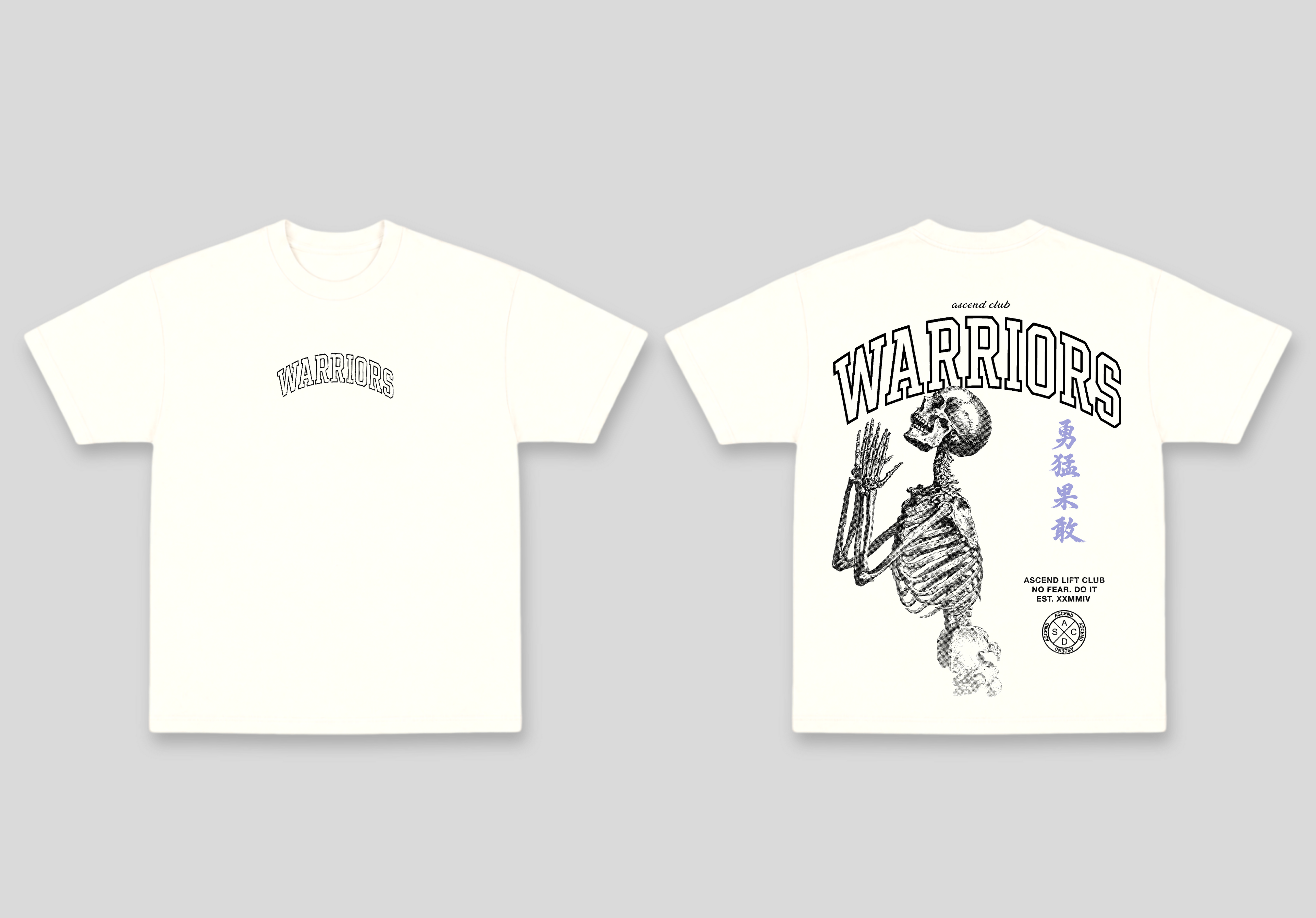 Camisa Oversized Off White Treino Ascend Warriors Skull