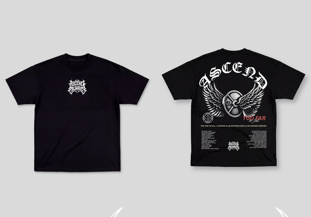 Camiseta Oversized Preta Ascend Too Far To Fall Tour