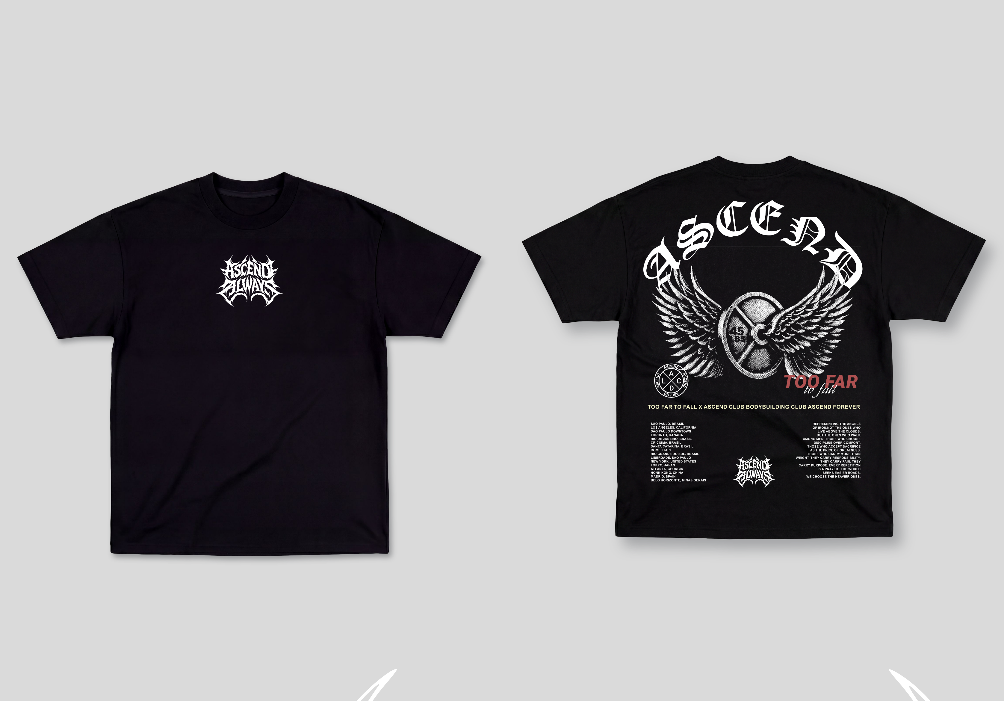 Camiseta Oversized Preta Ascend Too Far To Fall Tour