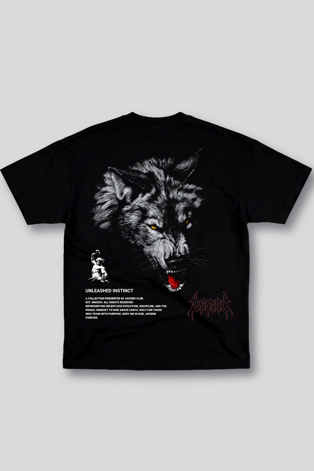 Camiseta Oversized Preta Ascend Unleashed Instinct
