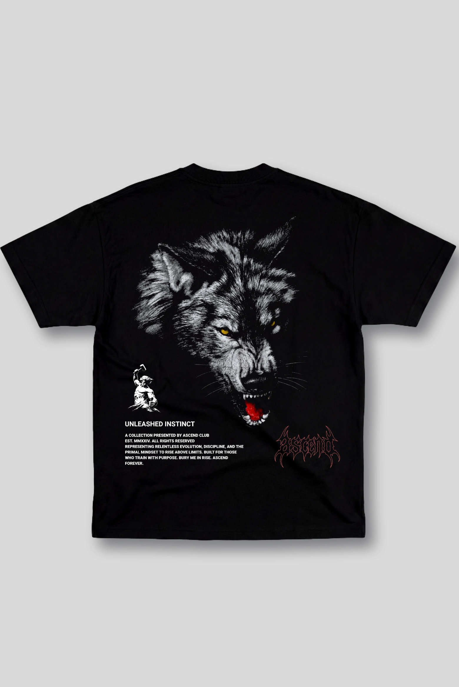 Camiseta Oversized Preta Ascend Unleashed Instinct