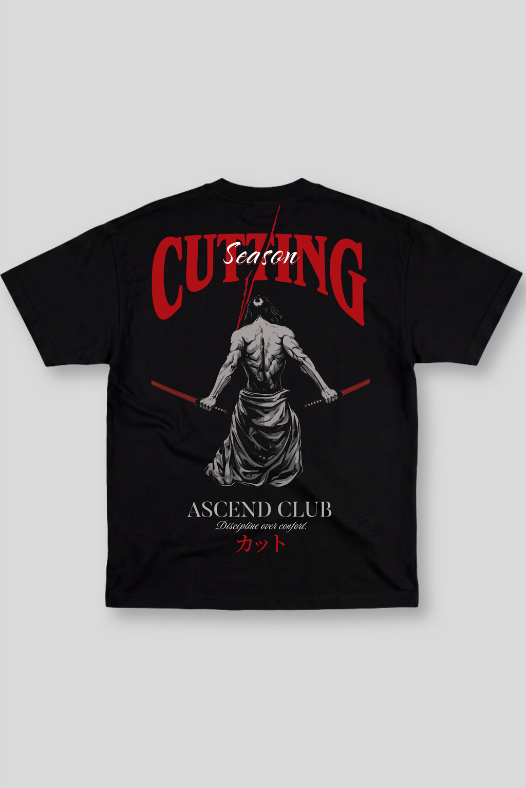 Camiseta Oversized Treino Preta Ascend Cutting Season