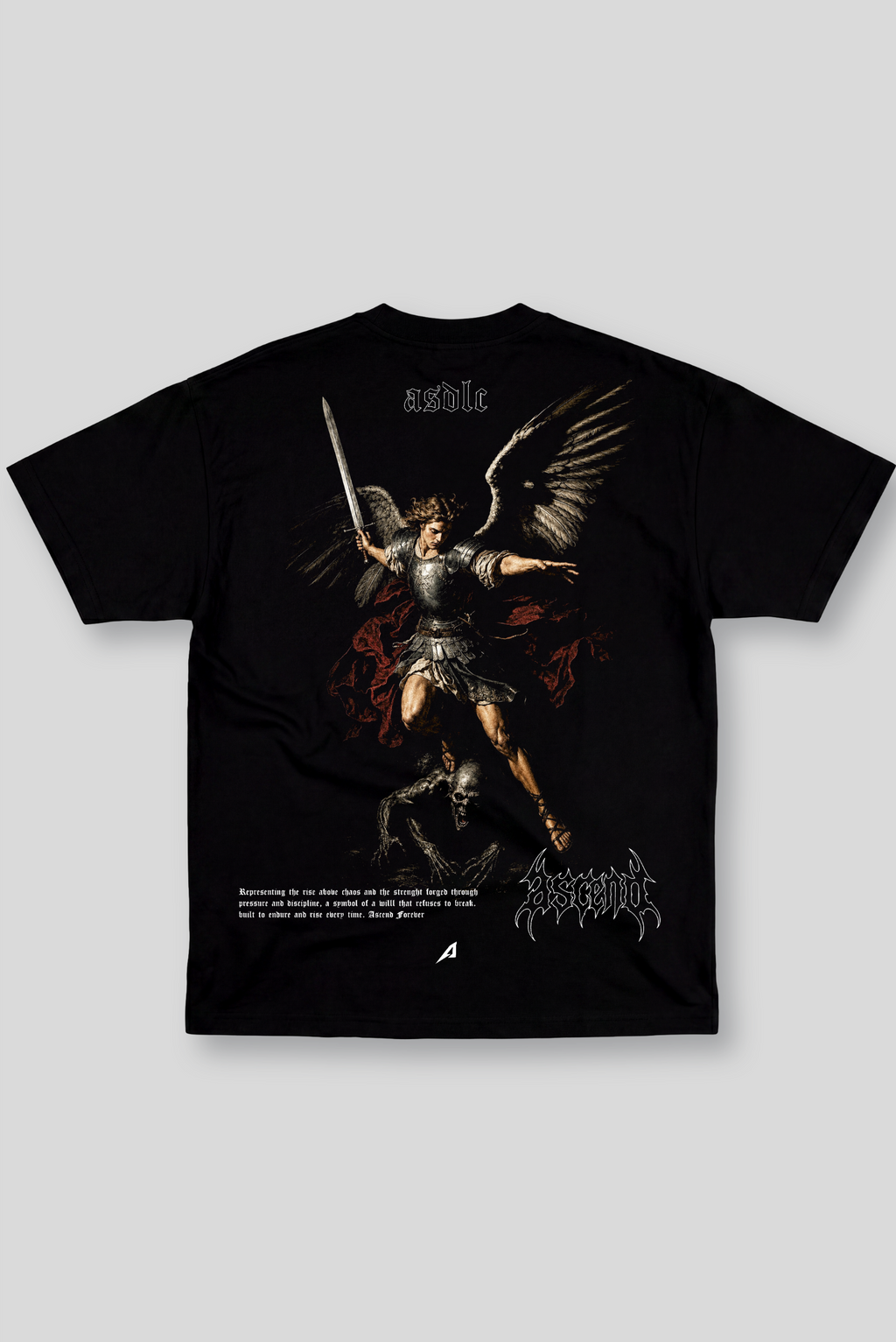 Camiseta Oversized Preta Ascend Rise Above Chaos