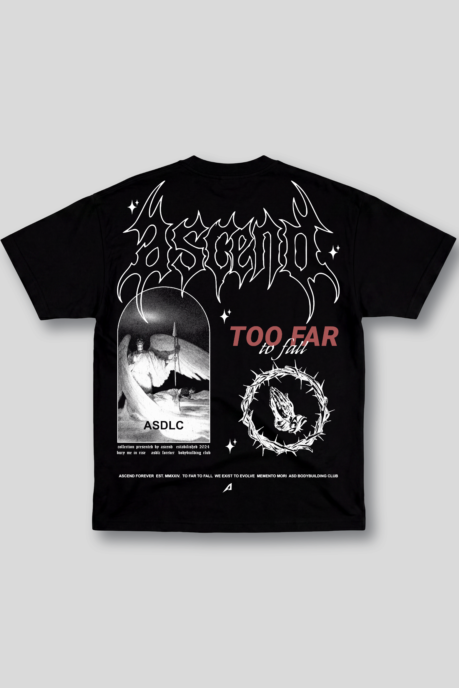 Camiseta Oversized Preta Ascend To far To fall