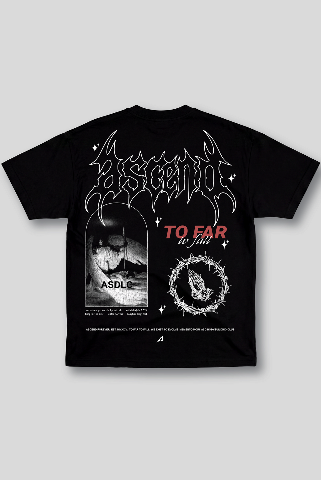 Camiseta Oversized Preta Ascend To far To fall