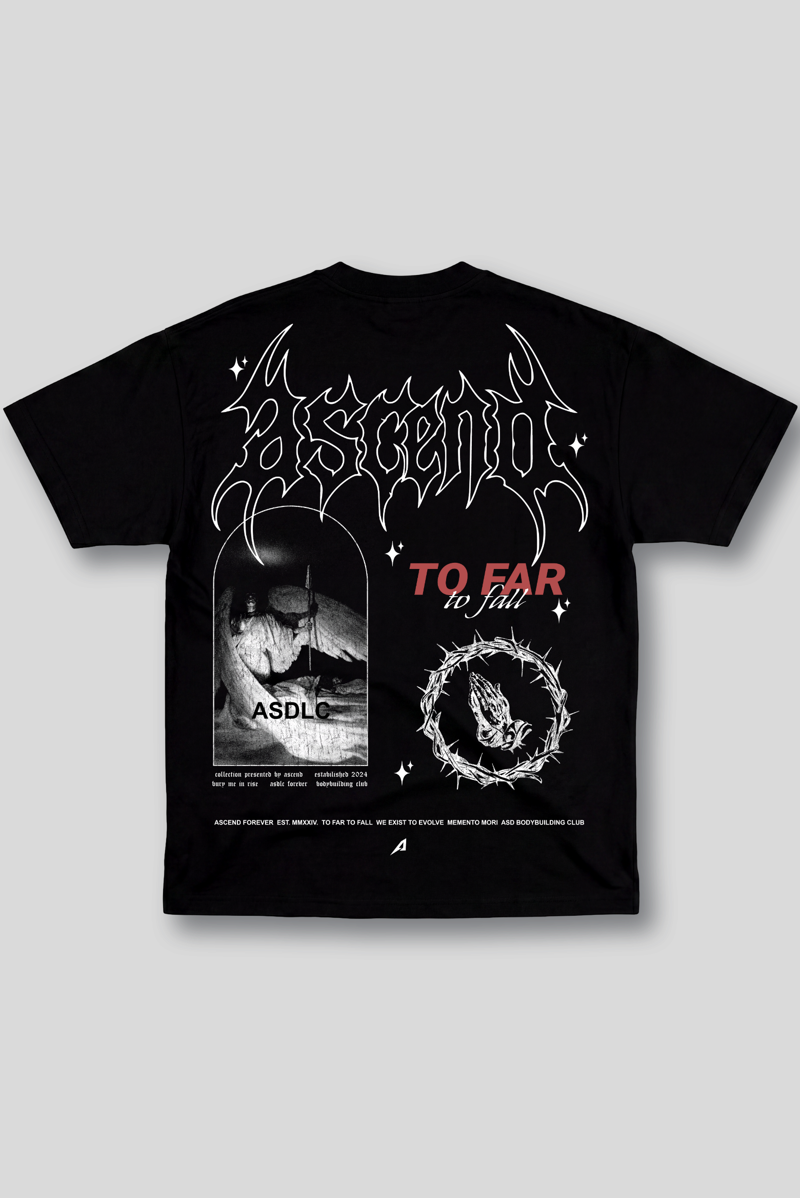 Camiseta Oversized Preta Ascend To far To fall