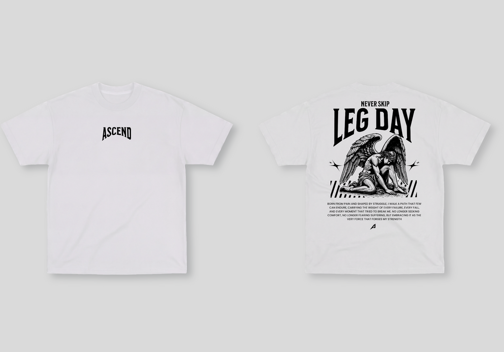 Camiseta Oversized Branca Ascend Leg Day