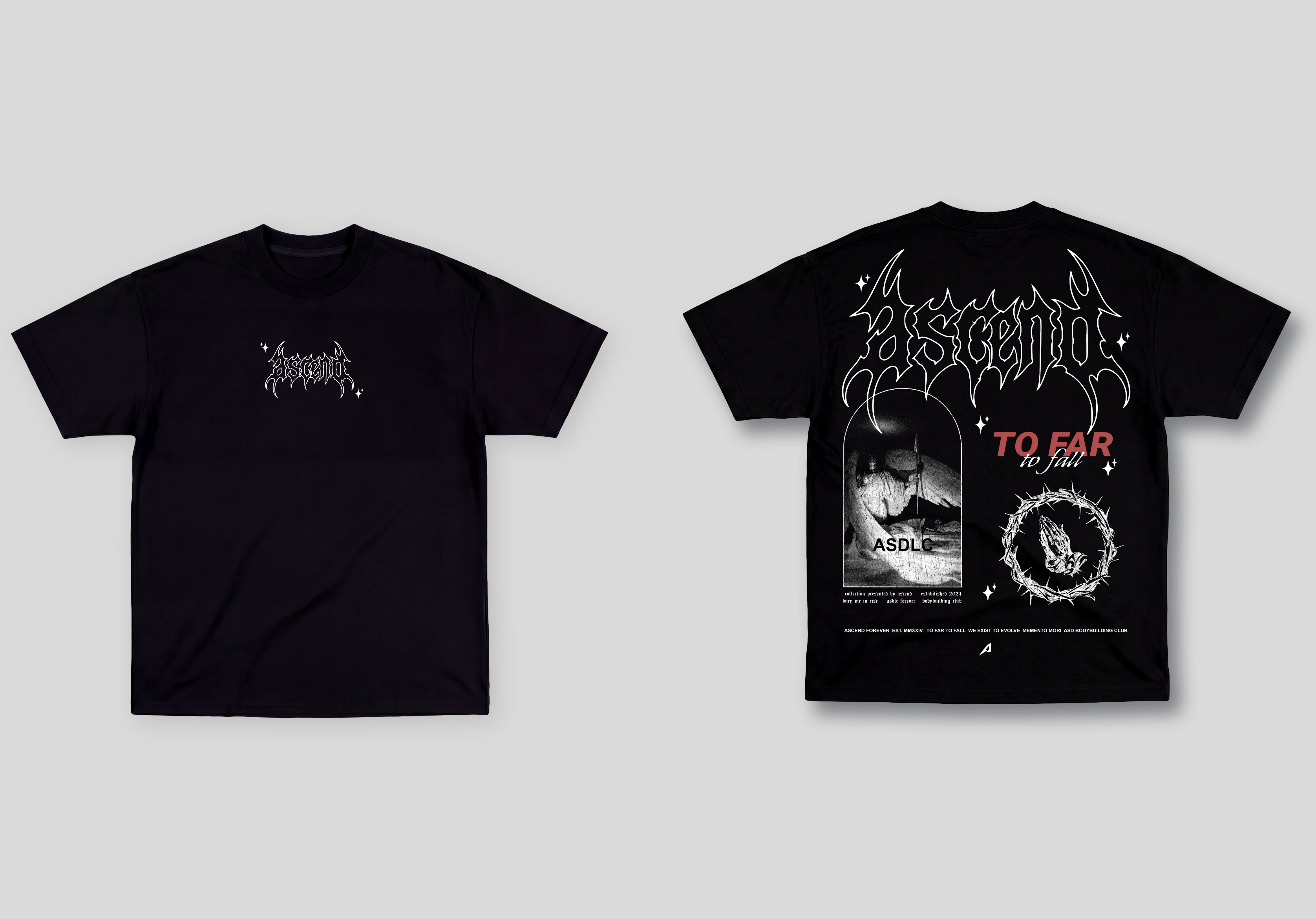 Camiseta Oversized Preta Ascend To far To fall