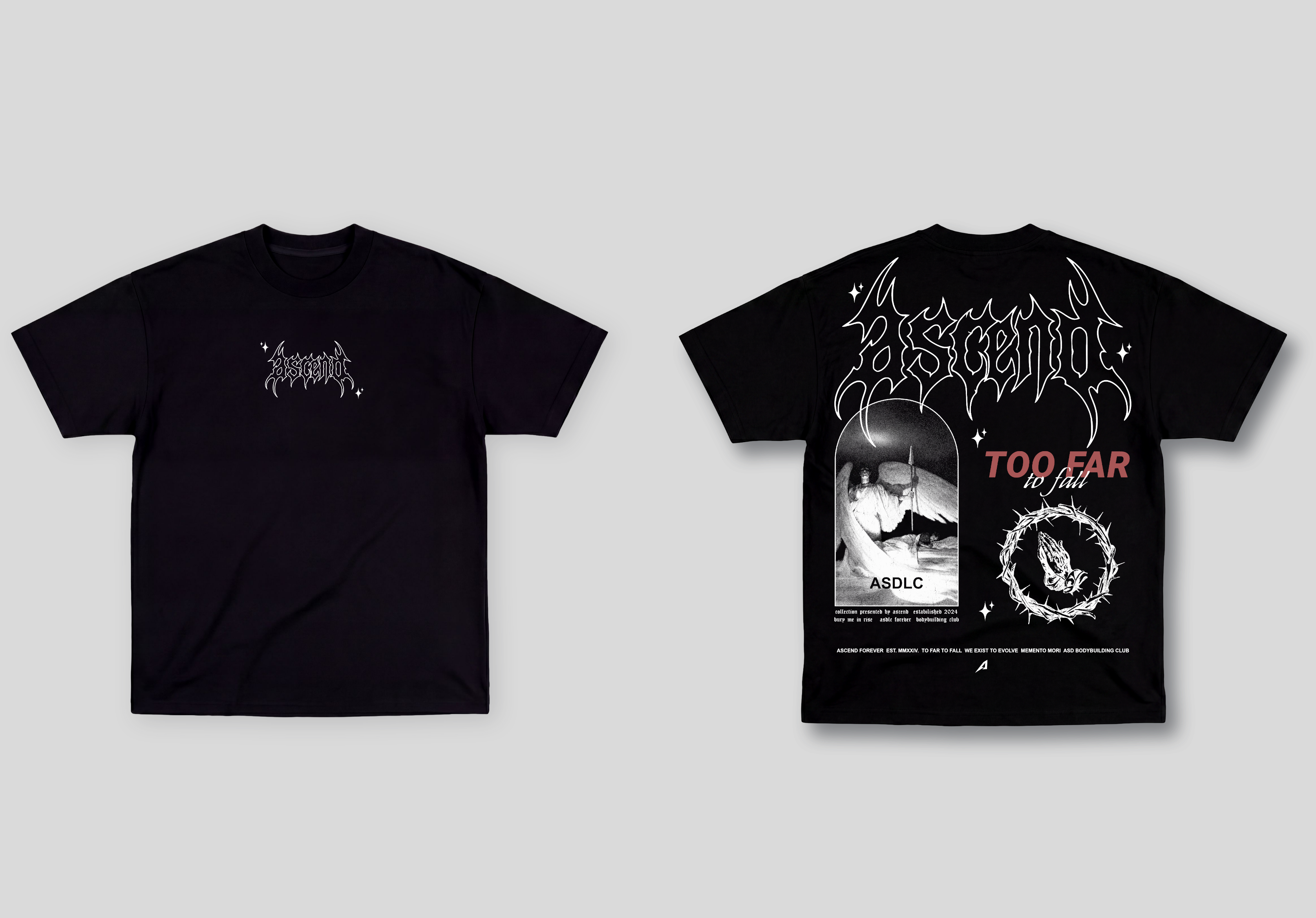 Camiseta Oversized Preta Ascend To far To fall