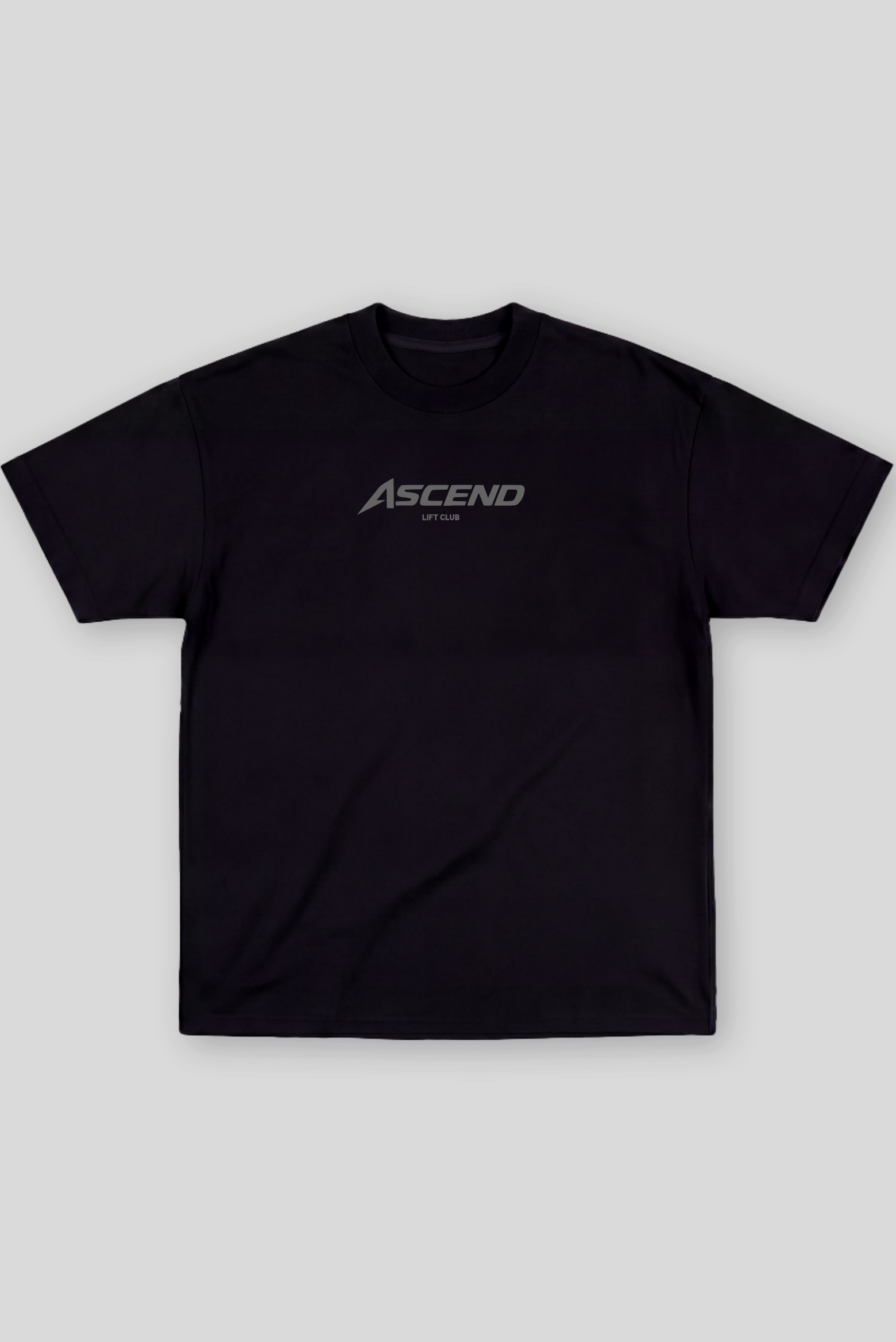 Camiseta Oversized Preta Ascend Lift Club Cinza