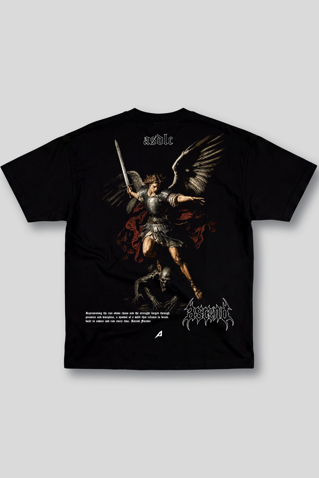 Camiseta Oversized Preta Ascend Rise Above Chaos