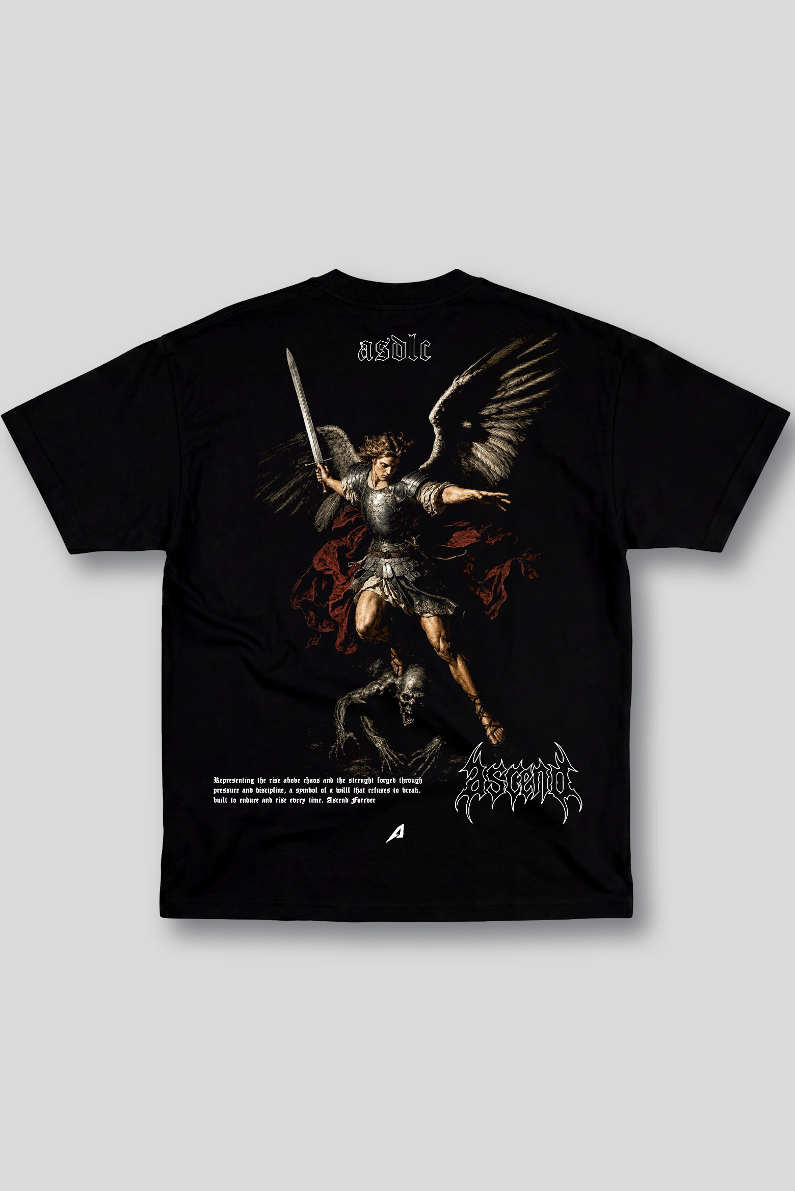 Camiseta Oversized Preta Ascend Rise Above Chaos